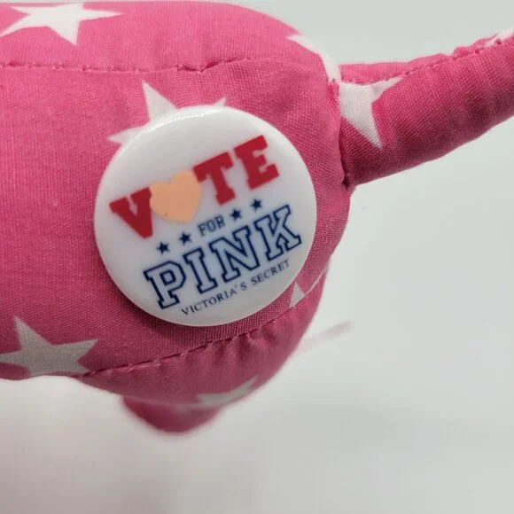 Victorias Secret Pink and Gold Dog Plush Toy Set Of 2 Pink Star & Gold Logo - Picture 9 of 16